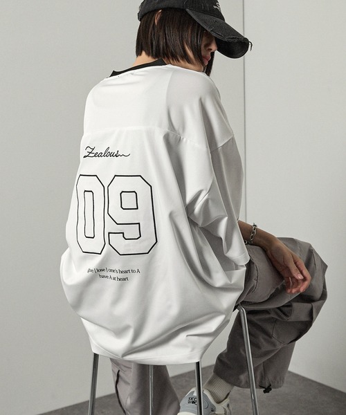 Alfred Alex】ゲームデザイン ナンバリング ビッグホッケーTシャツ（T