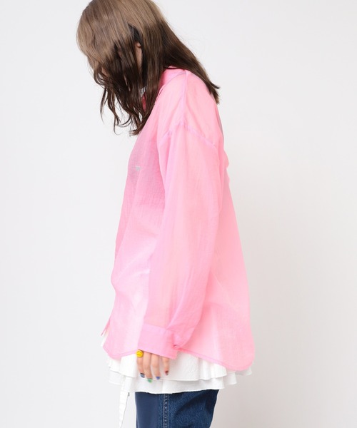 RNA(アールエヌエー)の「B2889 シアーBIGシャツ(シャツ/ブラウス・レディース・グレー/ピンク/グリーン・MEDIUM)」の19枚目の写真