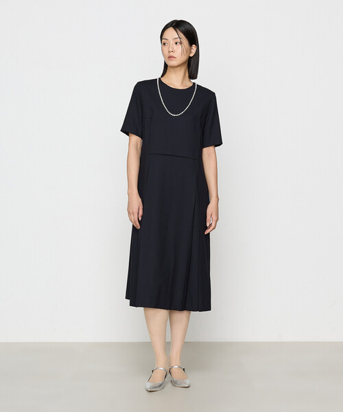 COMME CA(コムサ)の「ウールジョーゼット ワンピース(ワンピース・レディース・ダークネイビー・9号/11号)」の1枚目の写真