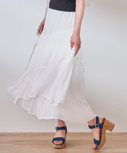 31 Sons de mode（トランテアン　ソン　ドゥ　モード）の「プリーツティアードスカート（スカート・レディース・ブラック/オフホワイト/ピンク・フリー）」の15枚目の写真