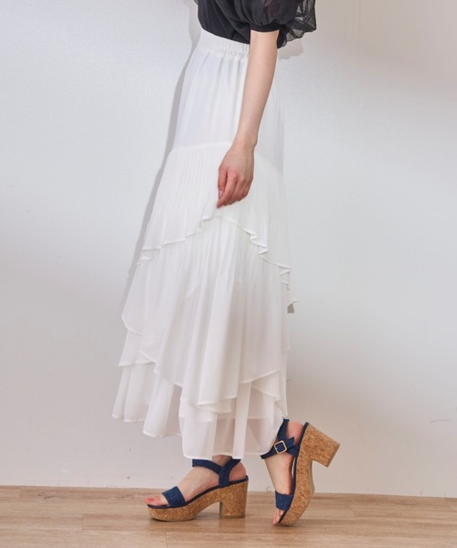 31 Sons de mode（トランテアン　ソン　ドゥ　モード）の「プリーツティアードスカート（スカート・レディース・ブラック/オフホワイト/ピンク・フリー）」の19枚目の写真