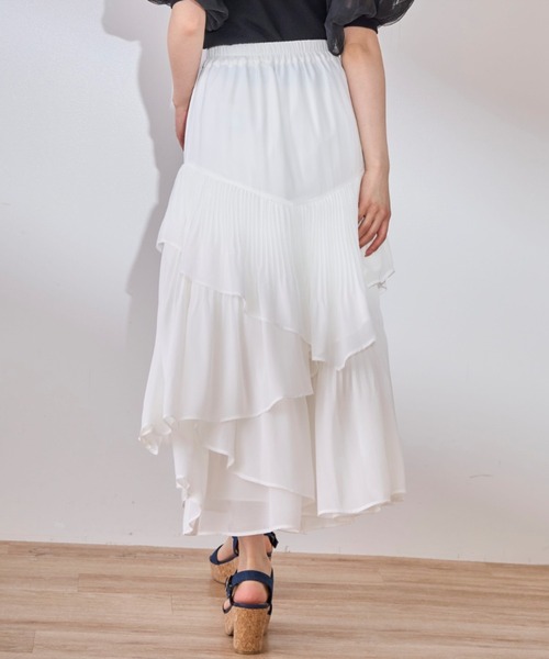 31 Sons de mode（トランテアン　ソン　ドゥ　モード）の「プリーツティアードスカート（スカート・レディース・ブラック/オフホワイト/ピンク・フリー）」の20枚目の写真