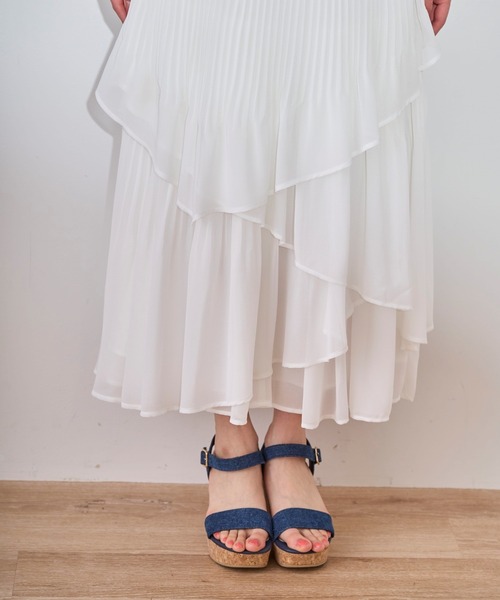 31 Sons de mode（トランテアン　ソン　ドゥ　モード）の「プリーツティアードスカート（スカート・レディース・ブラック/オフホワイト/ピンク・フリー）」の22枚目の写真