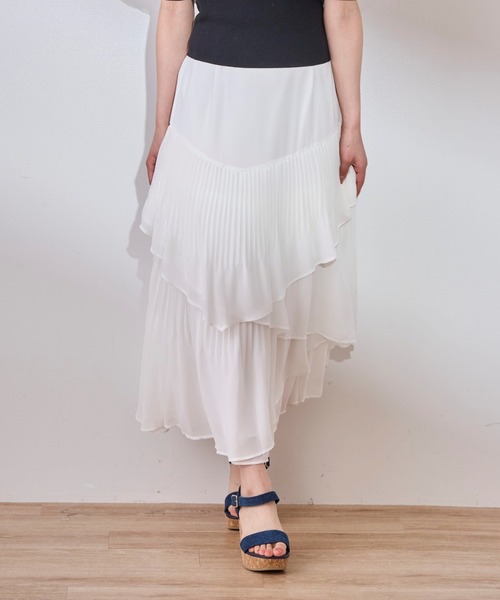 31 Sons de mode（トランテアン　ソン　ドゥ　モード）の「プリーツティアードスカート（スカート・レディース・ブラック/オフホワイト/ピンク・フリー）」の16枚目の写真