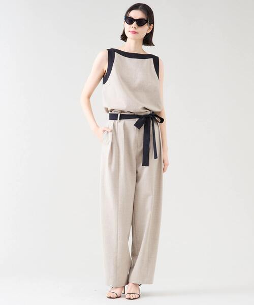 Tiara（ティアラ）の「バイカラーノースリーブブラウス（セットアップ可）（シャツ/ブラウス・レディース・ベージュ/チャコールグレー/ブラック・FREE）」の8枚目の写真