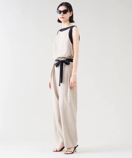 Tiara（ティアラ）の「バイカラーノースリーブブラウス（セットアップ可）（シャツ/ブラウス・レディース・ベージュ/チャコールグレー/ブラック・FREE）」の10枚目の写真