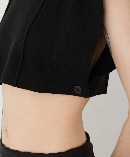 LA PEAU DE GEM(ラポドゥジェム)の「【LA PEAU DE GEM】pintuck asymmetry knit/ピンタックアシンメトリーニット(ニット/セーター・レディース・ブラック/ホワイト・FREE)」の21枚目の写真