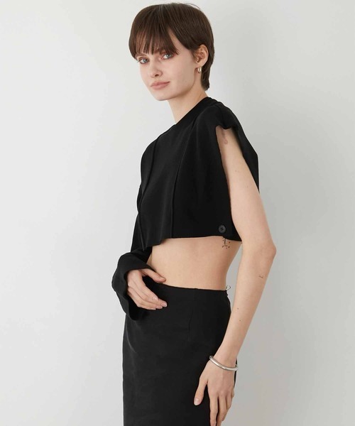 LA PEAU DE GEM(ラポドゥジェム)の「【LA PEAU DE GEM】pintuck asymmetry knit/ピンタックアシンメトリーニット(ニット/セーター・レディース・ブラック/ホワイト・FREE)」の14枚目の写真