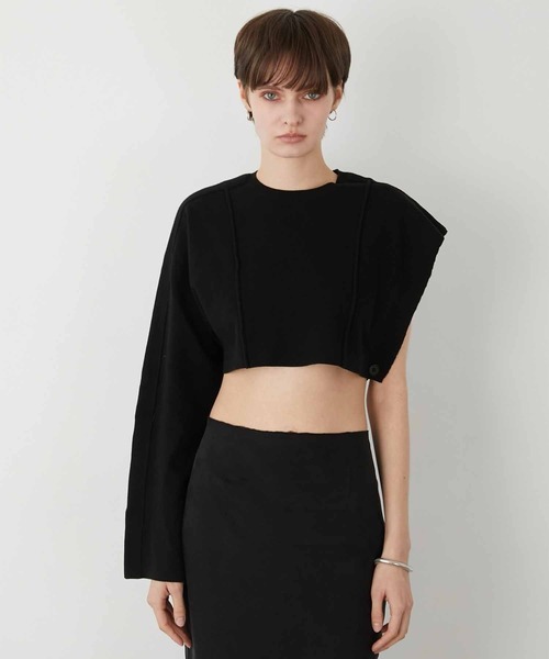 LA PEAU DE GEM(ラポドゥジェム)の「【LA PEAU DE GEM】pintuck asymmetry knit/ピンタックアシンメトリーニット(ニット/セーター・レディース・ブラック/ホワイト・FREE)」の15枚目の写真