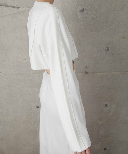 LA PEAU DE GEM(ラポドゥジェム)の「【LA PEAU DE GEM】pintuck asymmetry knit/ピンタックアシンメトリーニット(ニット/セーター・レディース・ブラック/ホワイト・FREE)」の11枚目の写真