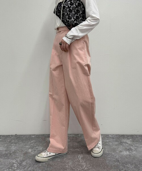 fredy emue（フレディエミュ）の「【低身長サイズ34有り】チノタックパンツ（チノパンツ・レディース・ネイビー/ベビーピンク/ベージュ・38/36/34）」の14枚目の写真