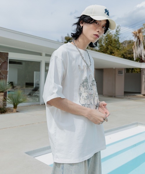 Anui(アニュイ)の「【UNISEX/2サイズ展開】ビンテージヤンラビロックTシャツ(Tシャツ/カットソー・レディース・オフホワイト/ブラック/エンジ・MEDIUM/LARGE)」の10枚目の写真