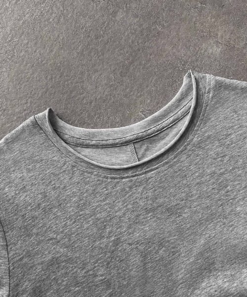 LOWO(ロワ)の「綿混シンプルカットソー(Tシャツ/カットソー・レディース・ブラック/オフホワイト/グレー・S/M)」の7枚目の写真