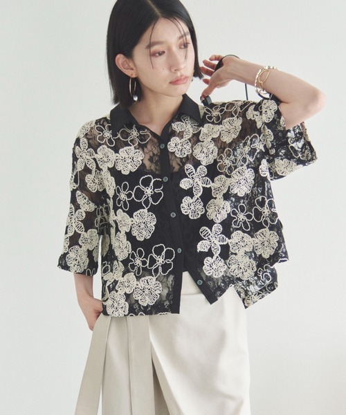 ドゥ アルシーヴ（Doux archives）/コードレースクロップドシャツ セール】コードレースクロップドシャツ（シャツ/ブラウス）｜DOUX