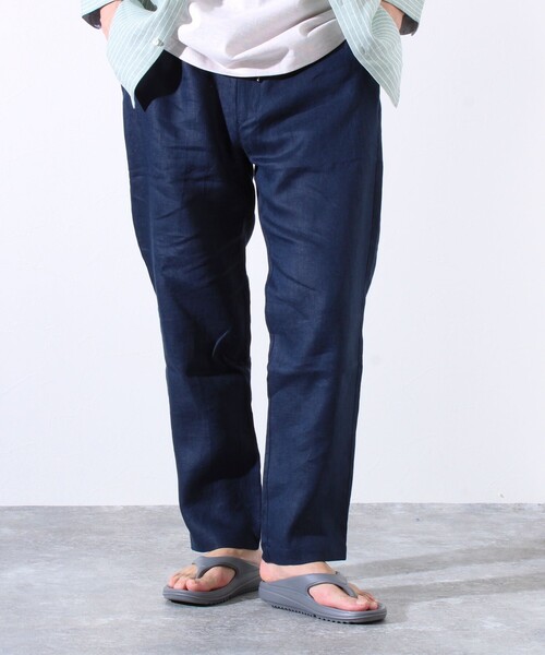 GLOSTER（グロスター）の「【GLOSTER/グロスター】リネン100% イージーパンツ リラックスフィット（その他パンツ・メンズ・ネイビー/ブルー/オリーブ/ベージュ/グレイッシュベージュ・S/M/L/XL）」の2枚目の写真