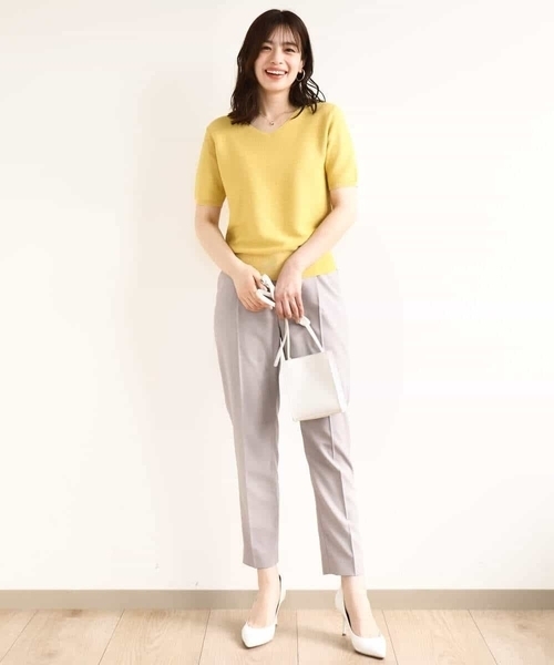 OFUON le MK（オフオンルエムケー）の「ガーター編み半袖ラメニット/洗える/WEB限定サイズあり（ニット/セーター・レディース・ライトグレー/ピンク/イエロー/グレー・36/38/40）」の8枚目の写真