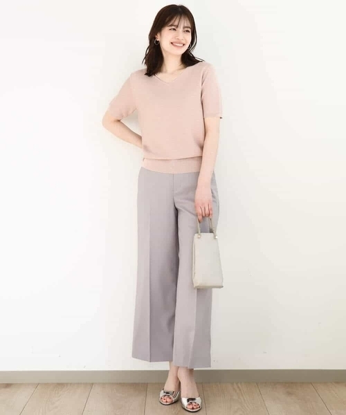 OFUON le MK（オフオンルエムケー）の「ガーター編み半袖ラメニット/洗える/WEB限定サイズあり（ニット/セーター・レディース・ライトグレー/ピンク/イエロー/グレー・36/38/40）」の17枚目の写真