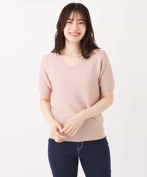 OFUON le MK（オフオンルエムケー）の「ガーター編み半袖ラメニット/洗える/WEB限定サイズあり（ニット/セーター・レディース・ライトグレー/ピンク/イエロー/グレー・36/38/40）」の20枚目の写真