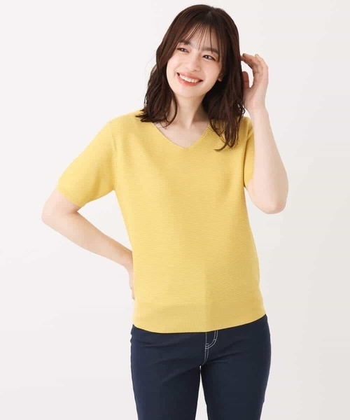 OFUON le MK（オフオンルエムケー）の「ガーター編み半袖ラメニット/洗える/WEB限定サイズあり（ニット/セーター・レディース・ライトグレー/ピンク/イエロー/グレー・36/38/40）」の13枚目の写真