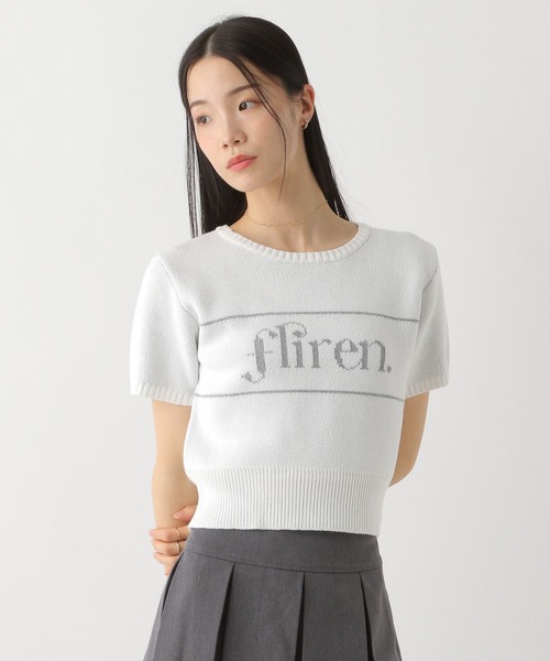 Heather（ヘザー）の「ジャガードロゴニット（半袖）　452800（ニット/セーター・レディース・オフホワイト/レッド/ネイビー・FREE）」の4枚目の写真