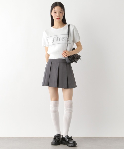 Heather（ヘザー）の「ジャガードロゴニット（半袖）　452800（ニット/セーター・レディース・オフホワイト/レッド/ネイビー・FREE）」の5枚目の写真