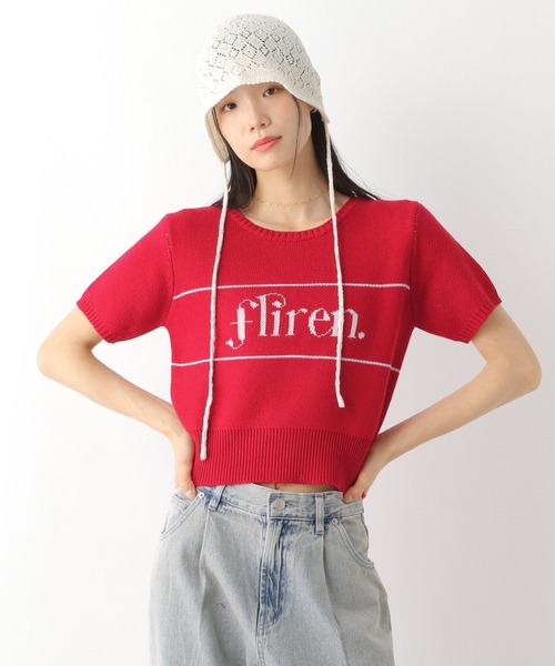 Heather（ヘザー）の「ジャガードロゴニット（半袖）　452800（ニット/セーター・レディース・オフホワイト/レッド/ネイビー・FREE）」の11枚目の写真