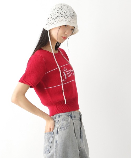 Heather（ヘザー）の「ジャガードロゴニット（半袖）　452800（ニット/セーター・レディース・オフホワイト/レッド/ネイビー・FREE）」の12枚目の写真