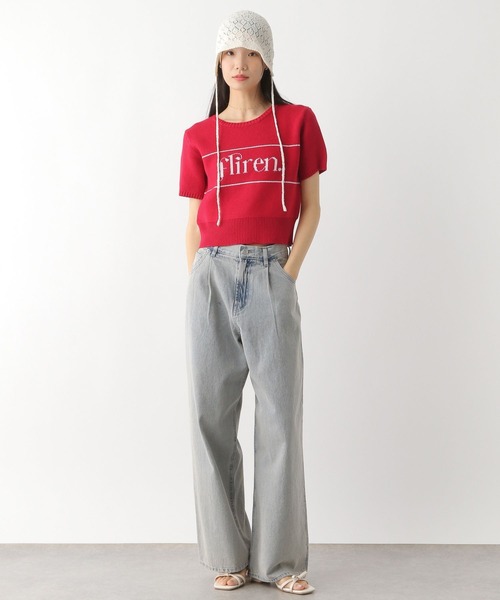 Heather（ヘザー）の「ジャガードロゴニット（半袖）　452800（ニット/セーター・レディース・オフホワイト/レッド/ネイビー・FREE）」の14枚目の写真