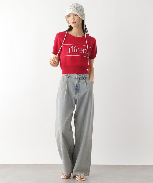 Heather（ヘザー）の「ジャガードロゴニット（半袖）　452800（ニット/セーター・レディース・オフホワイト/レッド/ネイビー・FREE）」の15枚目の写真