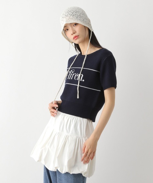 Heather（ヘザー）の「ジャガードロゴニット（半袖）　452800（ニット/セーター・レディース・オフホワイト/レッド/ネイビー・FREE）」の20枚目の写真