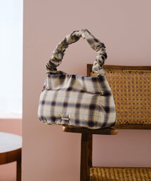 Kastane | 【500mlペットボトル収納可能】チェックシャーリングBAG(トートバッグ)