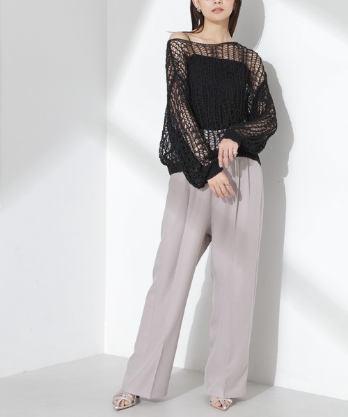 NANO universe（ナノユニバース）の「ツータックワイドパンツ（その他パンツ・レディース・ダークネイビー/グレー系その他4/ライトブルー・FREE）」の2枚目の写真