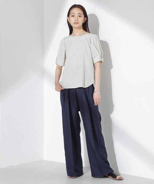 NANO universe（ナノユニバース）の「ツータックワイドパンツ（その他パンツ・レディース・ダークネイビー/グレー系その他4/ライトブルー・FREE）」の17枚目の写真