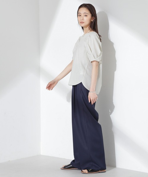 NANO universe（ナノユニバース）の「ツータックワイドパンツ（その他パンツ・レディース・ダークネイビー/グレー系その他4/ライトブルー・FREE）」の18枚目の写真