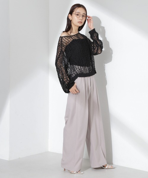 NANO universe（ナノユニバース）の「ツータックワイドパンツ（その他パンツ・レディース・ダークネイビー/グレー系その他4/ライトブルー・FREE）」の6枚目の写真