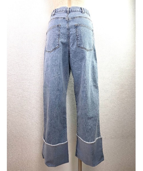 Rydia(リディア)の「ロールアップコビニャーデニム(デニムパンツ・レディース・ネイビー/ライトブルー・M)」の4枚目の写真