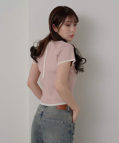 RAY CASSIN(レイカズン)の「レースキャミレイヤードヘンリーニット(ニット/セーター・レディース・ライトベージュ/ピンク/ネイビー・FREE)」の17枚目の写真