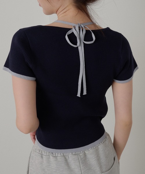 RAY CASSIN(レイカズン)の「レースキャミレイヤードヘンリーニット(ニット/セーター・レディース・ライトベージュ/ピンク/ネイビー・FREE)」の19枚目の写真