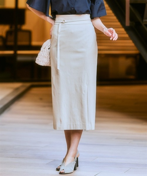 7days Life Styling(セブンデイズライフスタイリング)の「ドライタッチストレッチベルト付きナロースカート(ストレッチ・接触冷感・UVカット)<大きいサイズ有>(スカート・レディース・イエロー/ベージュ/ブラック・S/M/L/LL/3L)」の3枚目の写真