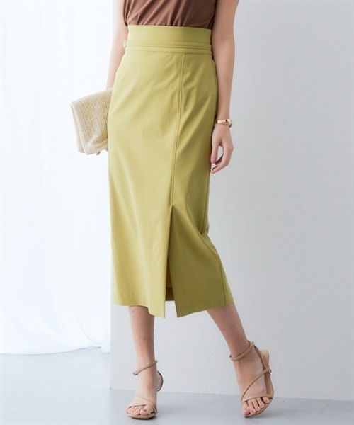 7days Life Styling(セブンデイズライフスタイリング)の「ドライタッチストレッチベルト付きナロースカート(ストレッチ・接触冷感・UVカット)<大きいサイズ有>(スカート・レディース・イエロー/ベージュ/ブラック・S/M/L/LL/3L)」の1枚目の写真