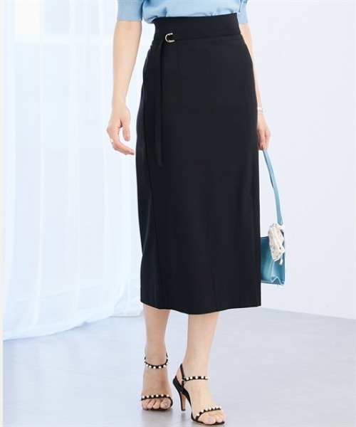 7days Life Styling(セブンデイズライフスタイリング)の「ドライタッチストレッチベルト付きナロースカート(ストレッチ・接触冷感・UVカット)<大きいサイズ有>(スカート・レディース・イエロー/ベージュ/ブラック・S/M/L/LL/3L)」の2枚目の写真