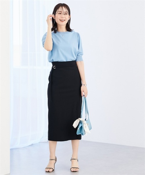 7days Life Styling(セブンデイズライフスタイリング)の「ドライタッチストレッチベルト付きナロースカート(ストレッチ・接触冷感・UVカット)<大きいサイズ有>(スカート・レディース・イエロー/ベージュ/ブラック・S/M/L/LL/3L)」の4枚目の写真