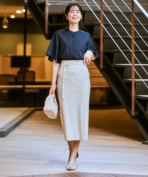 7days Life Styling(セブンデイズライフスタイリング)の「ドライタッチストレッチベルト付きナロースカート(ストレッチ・接触冷感・UVカット)<大きいサイズ有>(スカート・レディース・イエロー/ベージュ/ブラック・S/M/L/LL/3L)」の8枚目の写真