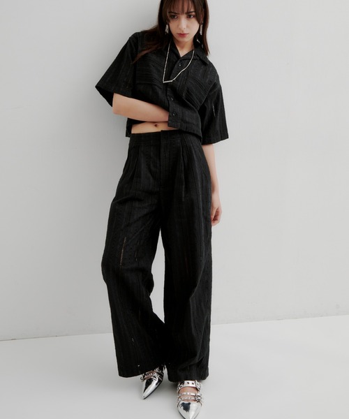 Schott(ショット)の「Schott×RUMBLE RED(ショット×ランブルレッド)オリジナル刺繍マリンパンツ(その他パンツ・レディース・アイボリー/ブラック・S/M)」の1枚目の写真
