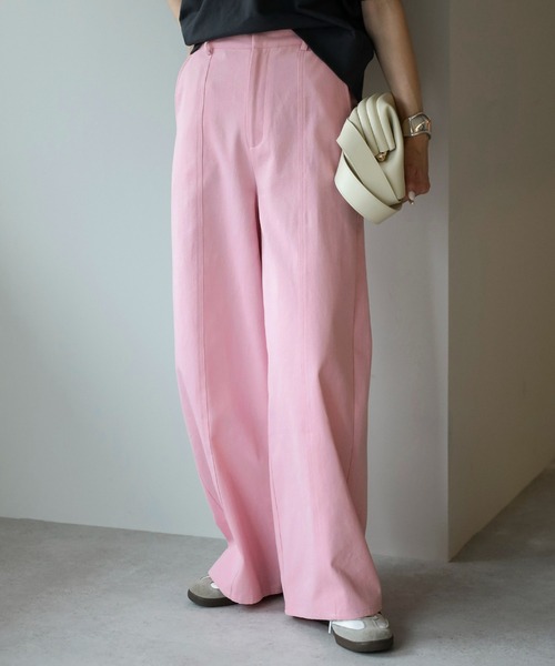 Bonjour Sagan(ボンジュールサガン)の「センターシームワイドストレートパンツ(その他パンツ・レディース・ライトピンク/アイボリー/ベージュ系その他・M/MT)」の3枚目の写真