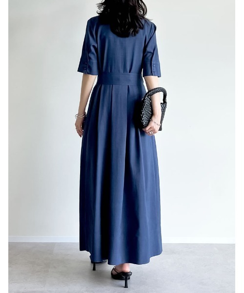 Re:EDIT（リエディ）の「[2025 SUMMER COLLECTION][低身長サイズ有][洗える]リネンライクウエストリボン付きＡラインシャツワンピース（シャツワンピース・レディース・ブラウン/ブルー/アイボリー/チャコールグレー/ブラック・SHORT/MEDIUM/LARGE）」の18枚目の写真