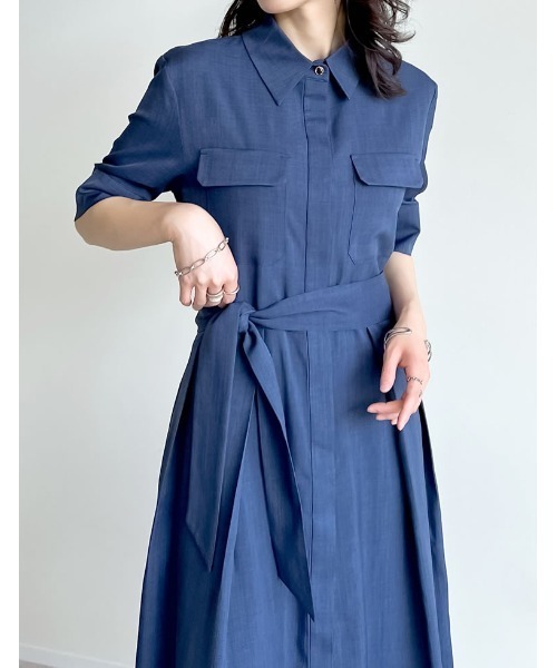 BLUE LABEL ブラック 半袖ワンピース リボン付き セール】[2025 SUMMER COLLECTION][低身長サイズ有][洗える