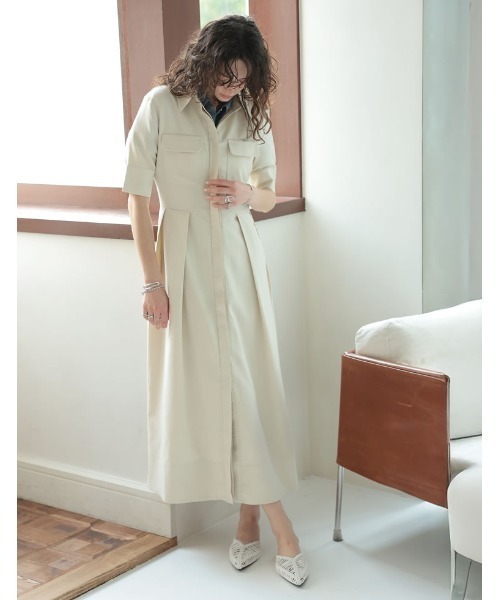 Re:EDIT（リエディ）の「[2025 SUMMER COLLECTION][低身長サイズ有][洗える]リネンライクウエストリボン付きＡラインシャツワンピース（シャツワンピース・レディース・ブラウン/ブルー/アイボリー/チャコールグレー/ブラック・SHORT/MEDIUM/LARGE）」の20枚目の写真