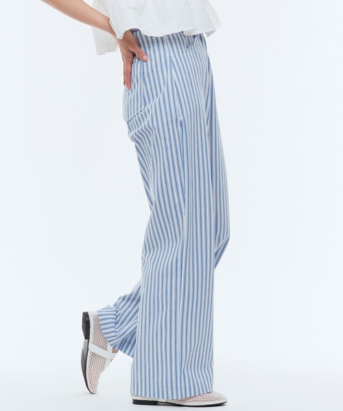 Narcissus（ナルシス）の「ストライプパンツ　ストレートワイド（デニムパンツ・レディース・ブラック/ブルー・FREE）」の2枚目の写真
