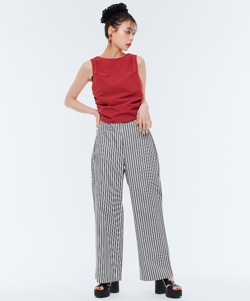 Narcissus（ナルシス）の「ストライプパンツ　ストレートワイド（デニムパンツ・レディース・ブラック/ブルー・FREE）」の3枚目の写真